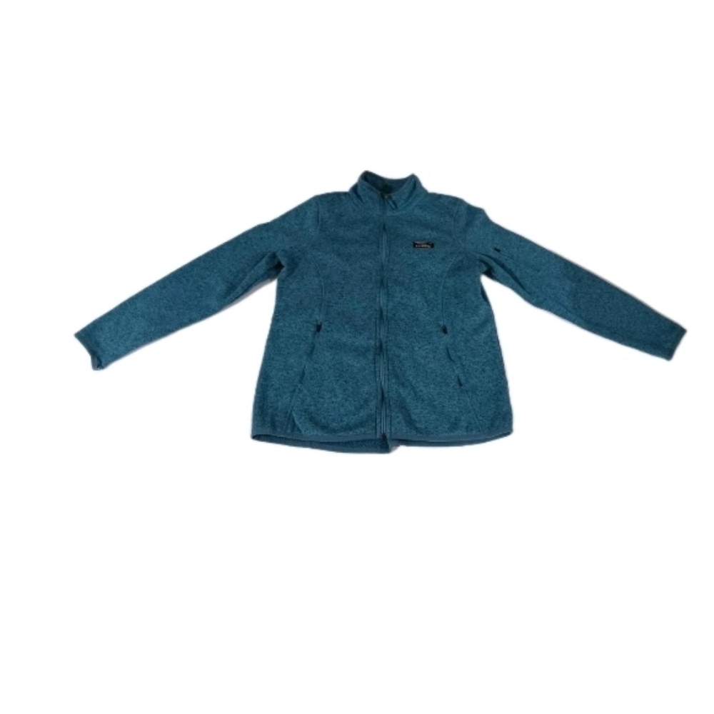 L.L. Bean Women's Marled Blue Knit Mock‎ Neck Hiking Sweater L Full Zip - Picture 6 of 10